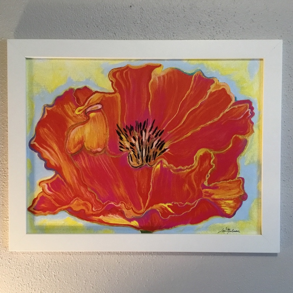 NEW POPPY FLOWER PRINT FROM ORIGINAL ACRYLIC PAINTING. - Picture 1 of 3